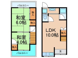 北中振１丁目連棟貸家の物件間取画像